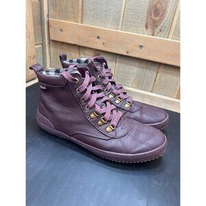 Keds Womens High-Top Maroon Sneakers Size 8.5 Plaid Lining